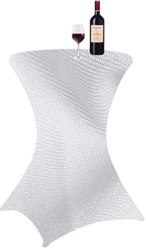 alles-meine.de GmbH 4 Stück Tischhussen/Tischüberzüge - Uni/einfarbig - weiß - Ø 70-90 cm - Höhe: 100-120 cm - universal Größe - Stehtisch - Stehtischhussen - Stretch ..