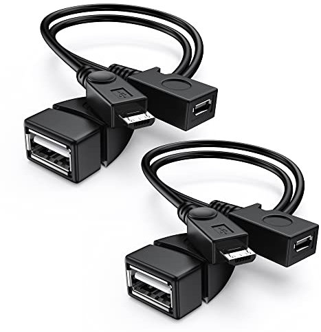 ANDTOBO 2 en 1 Micro USB OTG Adaptador con alimentación para Fire Stick/Host Dispositivos etc- (2 Pack, Negro)