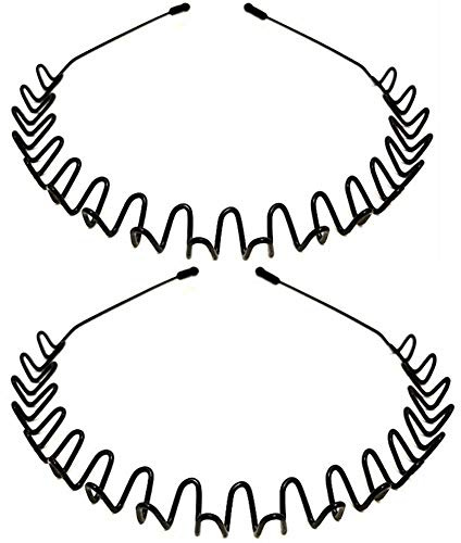 WantGor Metal Headbands, 2 Pack Fashion Unisex Black Hairband Hair Hoop