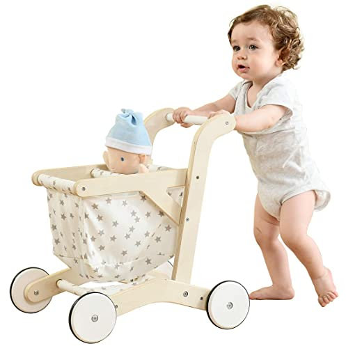 Labebe Lauflernwagen holz, 2-in-1 Verwendung als Laufwagen, Gehfrei Lauflernhilfe Baby/Lauflernhilfe Holz/Gehhilfe Holz/Baby Lauflernwagen Holz