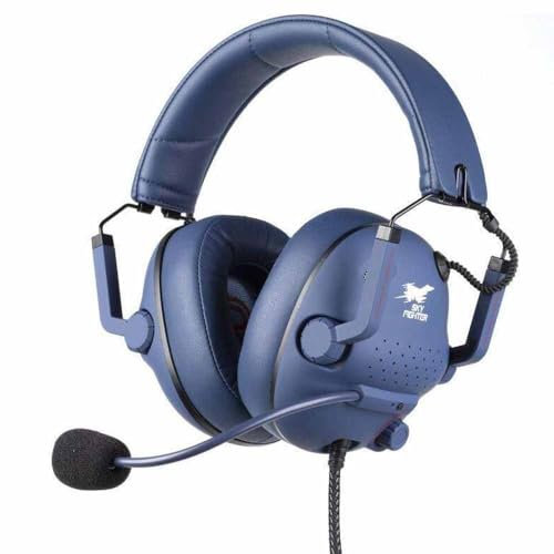 Konix Drakkar Casque Filaire Skyfighter Pro pour PC Gaming - Haut-parleurs 50 mm - Microphone - Rétroéclairage LED - Bleu