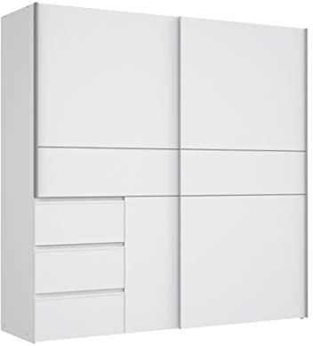 Home Heavenly® - Armario ropero 200 cm 2 Puertas correderas + cajonera integrada WINTER2. Armario Blanco Mucho almacenaje Dormitorio vestidor.