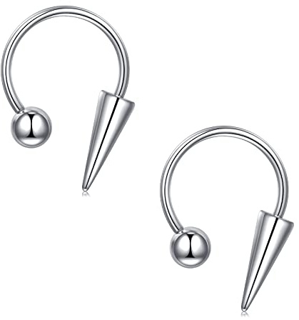 LAURITAMI 1 Paar 16G Lippenpiercing Ring Pfeil Edelstahl 8/10/12mm Silber Hufeisen Septum Ring lippenbändchen Piercing