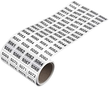 sourcing map 5001 bis 6000 Fortlaufende Nummern Aufkleber Inventaretikett Schwarz Zahlen für Nummerierung im Bürolager Klassifikation