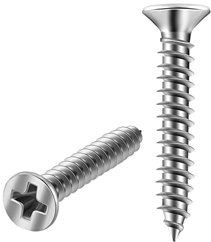 100 PCS #10 X 3/4 inch Flat Head Phillips Wood Screws, 18/8 (A2) Stainless Steel Fully Threaded 10 X 3/4'' Multipurpose Screw by TPOHH