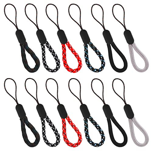 Molain Lot de 12 sangles de poignet réglables en nylon de couleurs assorties pour téléphone portable, clés, appareil photo, clés USB, écouteurs, 12 cm, Multicolore., 12cm/4.72inch total long