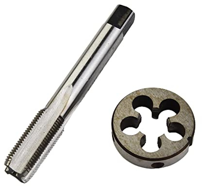 Gewindebohrer und Schneideisen-Set, HSS M15 x 1,25 mm, metrisch, rechts, Gewindebohrer mit rundem Gewindeschneideisen