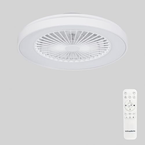 activeallbrite Ventilador de Techo, Motor DC 20W, Velocidad del Viento ajustable con Control Remoto, Adecuado Dormitorio, Habitación infantil. [Clase de eficiencia energética F]