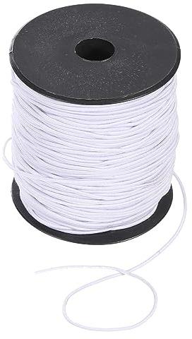 QUARKZMAN 1.5mm Élastique Ficelle Cordon Élastique Fil Perles Ficelle Cordon pour Bijoux Fabrication Collier Bracelet Perles, 109 Yards Blanc