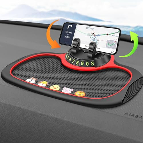 Ukisisi Antirutschmatte Auto，360° Drehbarer Handyhalter，Antirutschmatte Mit Handyhalterung,Rutschfestes Telefonpad 4 In 1，Geschenke Für Autoliebhaber-A