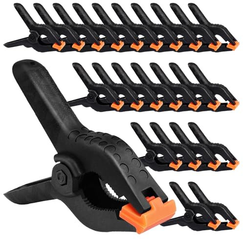 24 Stück Mini Klemmen Schwarze Nylon Federklemmen 2 Zoll 6,5mm Klein Spannklemmen Hochleistungs-Frühlings-Klemmen Klemmzwingen für Hintergründe Handwerk Garten Terrasse Fotostudio