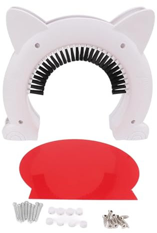 COMOCE Katzen-Innentür,Katzentür für Innentüren,leises Design,Katzenklappe,für den Innenbereich, Edelstahl, groß, mit Fellbürste für Katzen(Weiß),Weiß