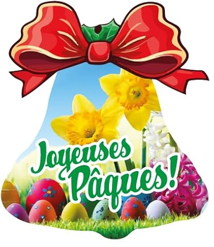 36 étiquettes cadeaux cloche 3,5 x 4 cm JOYEUSES PÂQUES autocollantes
