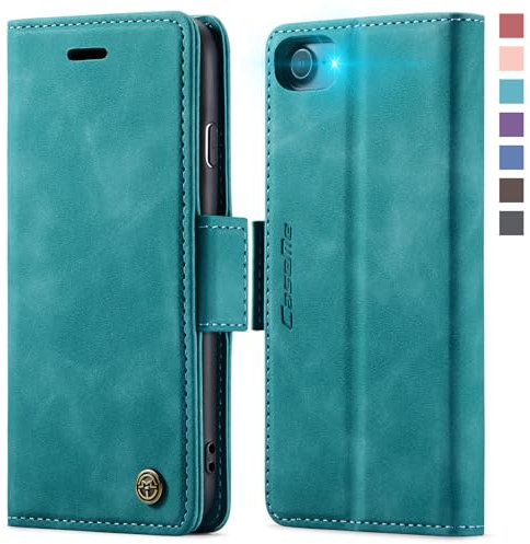 XYGLOW Handyhülle für iPhone SE 2022/2020 iPhone 8/7 Hülle Klappbar Premium PU Lederhülle Klapphülle【RFID Schutz】 Kartenfach Standfunktion Schutzhülle für iPhone 7/8/SE Flip Case Wallet Tasche, Grün