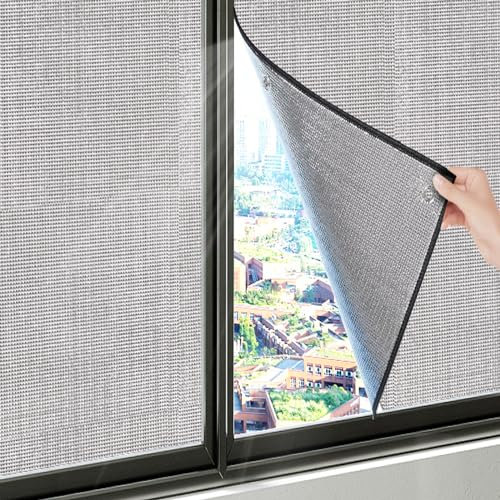 kufu01 Uv-Schutz Sonnenschutzfolie Reflektierend Fensterfolie,Aluminiumfolie Isolierfolie Thermofolie Sonnenschutz,Dachfenster Verdunkelungsfolie Sichtschutzfolie,für Zuhause,Büro (145x220cm/57 x87)