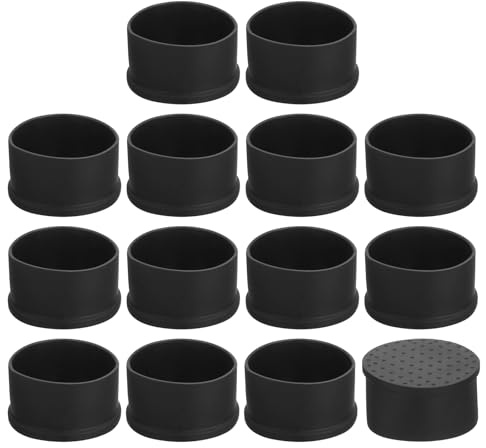 QUARKZMAN 14 Stück Stuhlbeinkappen, 50 mm PVC-Stuhlbeinspitzen schwarz | Rutschfeste Bodenschoner für Stuhlbeine, runde Tischabdeckungen, Möbel-Endkappen
