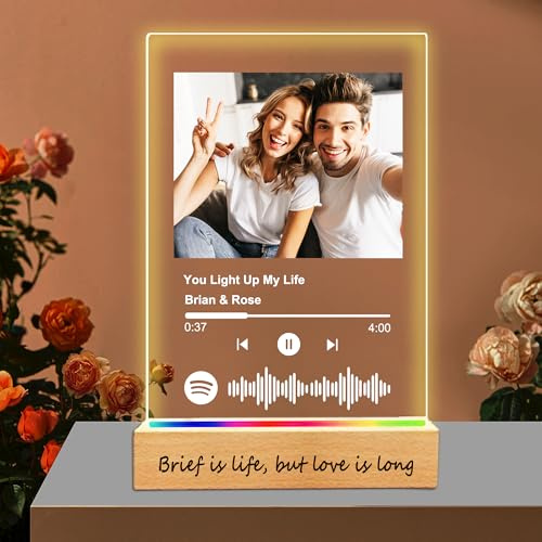 toyofmine Placa Spotify Personalizada con Foto, Con Marco o Base | Diseño con Código escaneable de Canción. Regalo de Cumpleaños, Regalos Pareja, Aniversario, San Valentín (5 tamaños: 15-40 cm