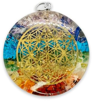 LAMARE - Ciondoli di Resina Chakras con Fiore della Vita e Stella di David - Stile Orgonite - Simboli Spirituali Potenti - Cristalli Energetici - 1 Unità (Stella Di David E Fiore Della Vita)