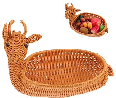 TOPBATHY Panier De Rangement Corbeille à Fruits Tressée En Rotin Bols De Rangement En Osier Plateau De Conservation Des Aliments En Saule Panier Tressé En Osier Fait à La Main