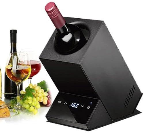 DDZJTPP Enfriador De Vino Eléctrico,Vino Blanco,Vino Tinto,Rosado,Champán,hasta 9 Cm De Diámetro,Temperatura Ajustable De 5° a 18° Celsius,Control Digital,Potencia: 72 W,Black