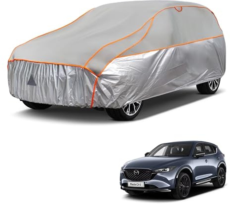 kayme Hagelschutzplane Auto Autoabdeckung Wasserdicht Atmungsaktiv，Hagelschutz Vollgarage Passend für Mazda CX-5（2012-2024）, Hagelschutzgarage Abdeckplane für Hagel Sonne Regen Schutz, Grau