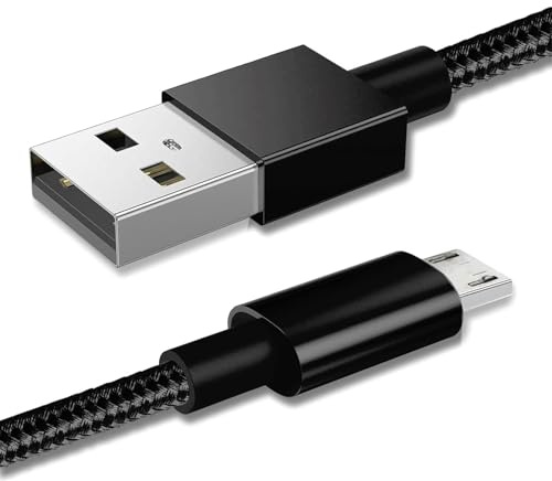World biz Micro USB Cable, 1M Micro USB Android 3.1A Fast Charger Cable Nylon Braided USB Micro Cord Compatible for Samsung S7/S6,Kindle Fire,Tablets,PS 4 Controller, Android Devices (Black)