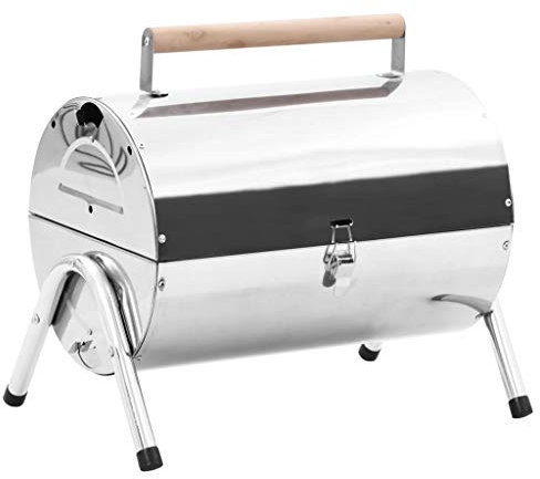Homgoday Griglia portatile da tavolo a carbonella per barbecue in acciaio inox, doppia griglia, piano di ricambio, tavolo, scrivania, piano di lavoro