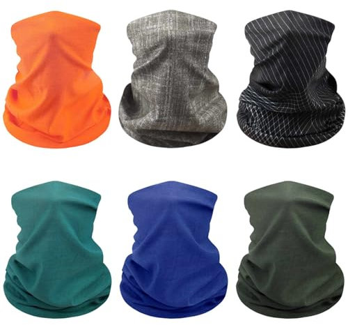 Awumbuk Halstuch für Herren & Damen 6 Stück, Multifunktionstuch Unisex Nahtlose Bandanas Schlauchschal Winddicht Halswärmer Motorrad Loop Schal für Outdoor Arbeit Radfahren Laufen