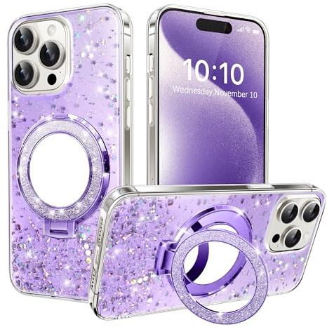 SIYOPINPFY Glitter Case for Samsung Galaxy A56 5G with Mirror Ring, Purple | Sparkly Sequin Clear Slim Back Cover with Mirror Ring Holder Kickstand , Transparent Soft TPU Shockproof Bumper for Women