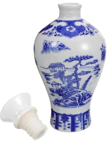 Alipis Blue and White Porcelain Liquor Storage Bottle 1 Jin Ceramic Liquor Container Sealed Wine Jar Chinese Style for Traditional Spirits
