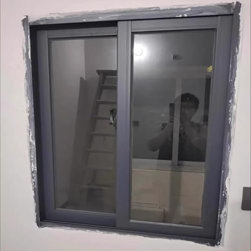 Kellerfenster Aluminiumfenster für Häuser mit Fliegengitter, Schiebefenster für Schuppen, Hühnerställe und Scheunen in Wohnmobilen, Graues Innenfenster im Landschaftsstil für Den Keller(130x50cm/51.2x
