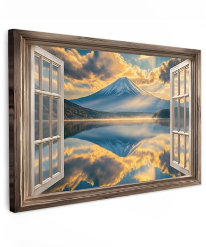 MuchoWow© Cuadros Decoracion Salon Modernos Dormitorios Cuadro Decorativos | 120x80 cm - de Lienzos Decorativo Decoración Cabecero Cama Panorama - Montañas - Naturaleza - Ventana