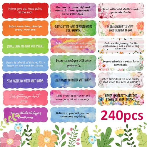 VANRA 240 Inspirational Stickers Motivational Scrapbook Sticker for Journaling Planner Water Bottles Scrapbooking Pages Laptop Decals Decoration, Vinyl Positive Affirmation Stickers for Women Teens