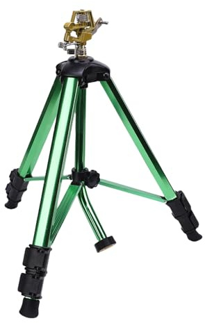 Mumusuki Impulsregner mit Stativfuß, Robuster Messingkopf, Verstellbarer 360-Grad-Sprühstrahl, Ausziehbarer 50–105 cm Ständer für Große Rasenflächen, 3/4-Zoll-Anschluss