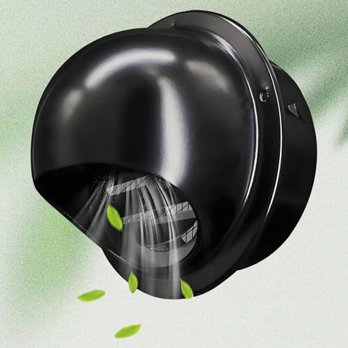 Grille D'évacuation D'Aération 70mm-200mm Sortie D’air Murale Ronde En INOX 304, Évent D'échappement Mural En Acier, Pour Cuisine Entrepôt Caravane Bureau Noir(160mm)