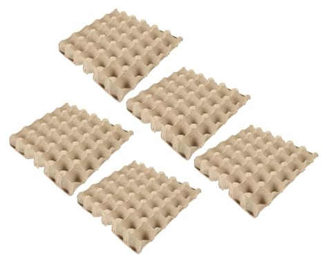 TOGEVAL Cartoni per Uova in Polpa di Carta Beige 5 Pezzi da 30 Uova Resistenti e Non Deformabili per Frigorifero Uso Domestico Pratico e Sicuro