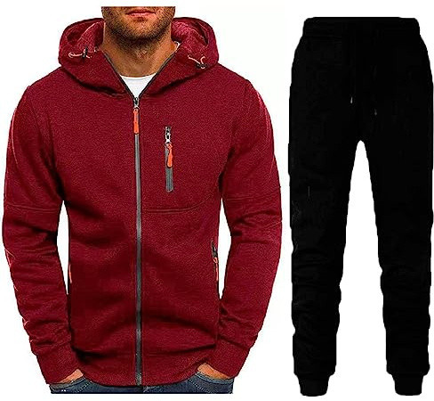 Tute sportive autunnali da uomo Tute leggere alla moda da uomo alla moda con elastico cravatta a cinque divisioni pantaloncini da lavoro multi tasca per abbigliamento sportivo all'aperto, vino, L