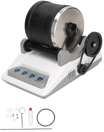 WAFOHSR Kit De Gobelet Électrique 100 À 240V, avec Pierres Précieuses Brutes, Grains De Polissage for Adultes Et Enfants, Machine À Polir Facile à Utiliser