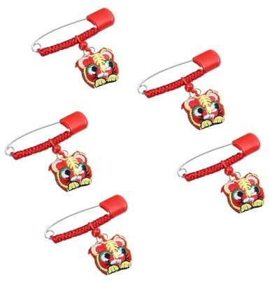 DECHOUS 5pcs Baby Safety Pin Brooches for Diaper and Clothes, Red Polyester Fabric, Secure Fixing Design, Cannot be Opened by Baby, for Infant Accessories Random Color