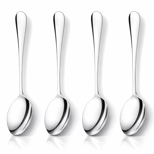 4 Stück Edelstahl 304 Löffel, langlebige Esslöffel für Abendessen und Suppen, vielseitige Edelstahl Löffel für Küche und Haushalt, komfortabler Griff, glatte Oberfläche, ideal als Suppenlöffel oder De