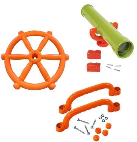AMSLSIU Outdoor Playhouse Treehouse Attachment Jungle Gym Offer Playground Wheel Accessories for Kids Outdoor Playset Entertainment Steering Wheel Toy Swing Set Playground Equipment