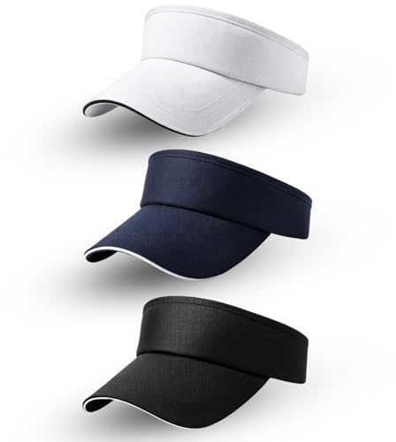 YciVhh 3 Pcs Sun Visors for Women, Golf Visor, Quick Dry Mesh Summer Adjustable Visor Hats for Golf Tennis Running Sun Protection, Lightweight Design Breathable Material Black