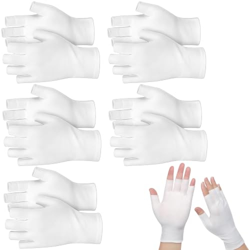 Bangbobi 5 Pares de Guantes Sin Dedos de Algodón Blanco para Neurodermitis Cuidado Hidratante