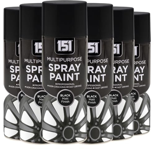 151 Black Matt Multi-Purpose Aerosol Spray Paint 400ml (6 Pack)