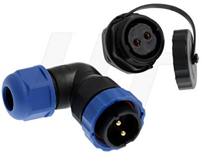 HangTon SD20 - Presa maschio ad angolo retto a 2 pin, impermeabile, a disconnessione rapida, connettore 25 AMP