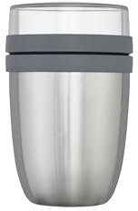 Mepal Lunchpot Ellipse – Natural Brushed – 500 ml praktischer Thermo-Essensbehälter, Joghurtbecher, to go Becher – Hält Speisen Lange warm oder kühl, polypropyleen, 500 + 200 ml