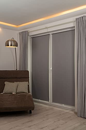 K-Home® Thermo Springrollo/Mittelzugrollo Grau B90 x H150 cm