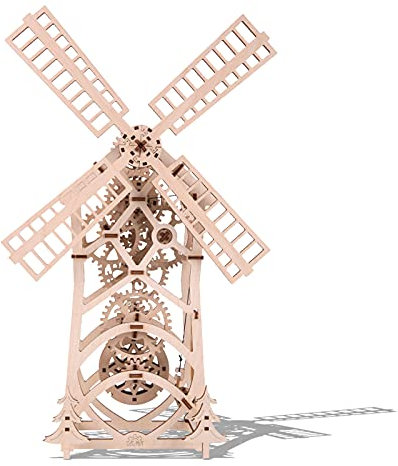 Holzspielzeug Mechanisches Schrittschach Stressabbau Spielzeug - Holz Windmühle Bausatz - 3D Holzpuzzle - Spielzeug für Jungen und Mädchen