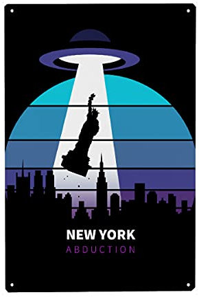 artboxONE Metall-Poster 40x60 cm Städte Statue of Liberty Abducted von Künstler Albertees