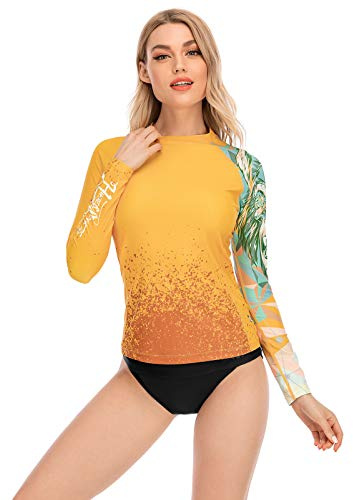 HUGE SPORTS Schwimmshirt Badeshirt Rashguard-Shirts Damen Langarm UPF 50+